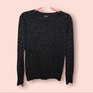 Express black/gray sweater with jewels on sleeves